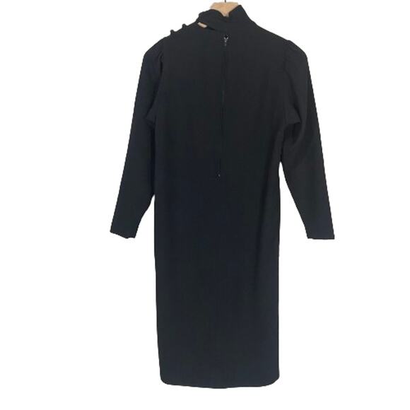 VTG 1960s Francesco de Leo Black Long Sleeve Wrap Overlap Dress Sz S** - Picture 13 of 13